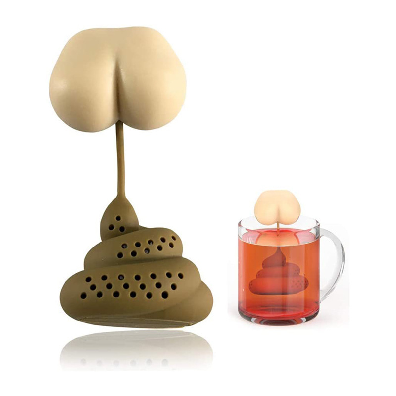 Poop tea infuser new lazy filter tea leaves tea strainer butt poop prank tea filter tea set