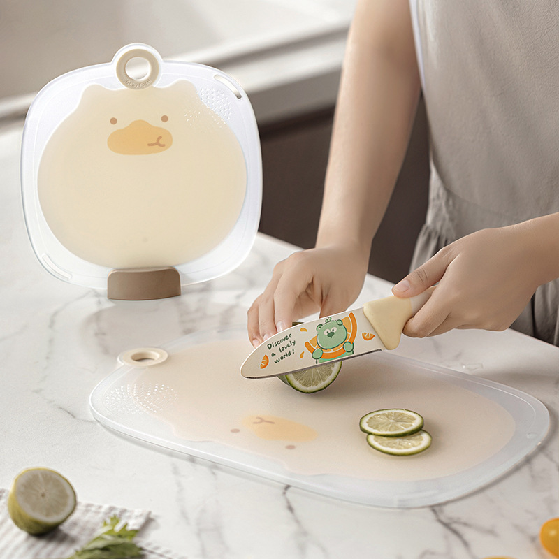 Little Bear Baby Food Cutting Board Household Non-Slip Chopping Board Baby Food Fruit Chopping Board Set Plastic Kitchen Cutting Board