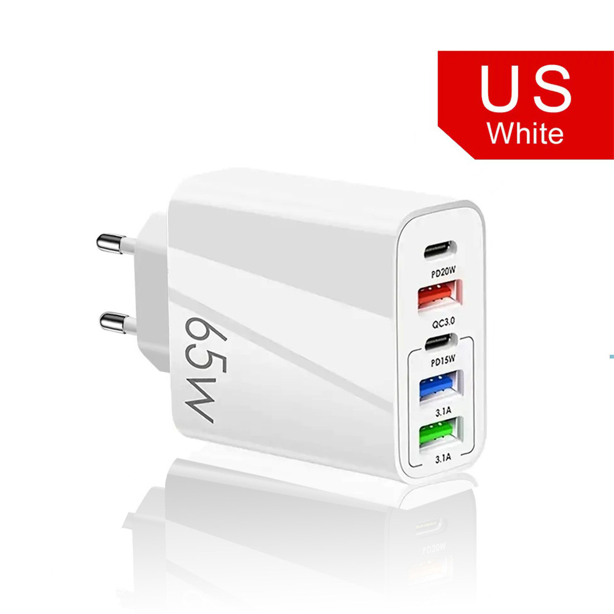 3.1A Rated 65W Fast Charging Phone Charger Type-C PD+3USB Multi-Port Travel Charger Charging Head