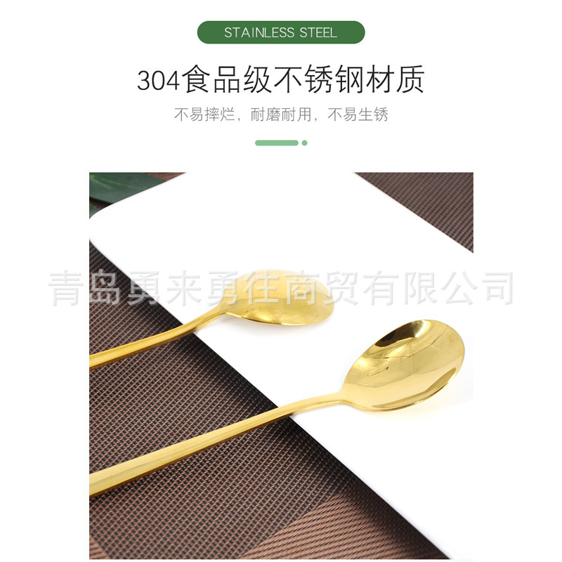 Gold spoon chopstick set stainless steel gold spoon chopsticks solid flat chopsticks gold spoon stainless steel tableware