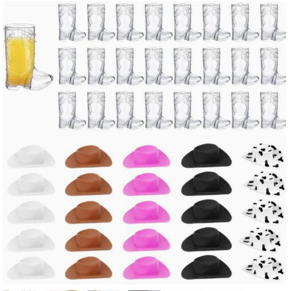 Cowboy boot plastic shot glass western cowboy theme party drink transparent small shot glass bachelor party supplies