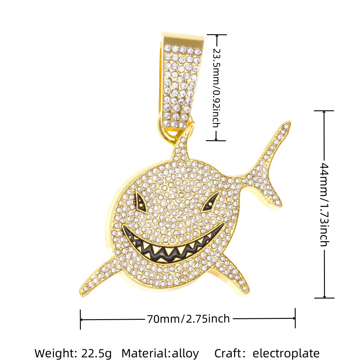 金色微笑鲨鱼吊坠