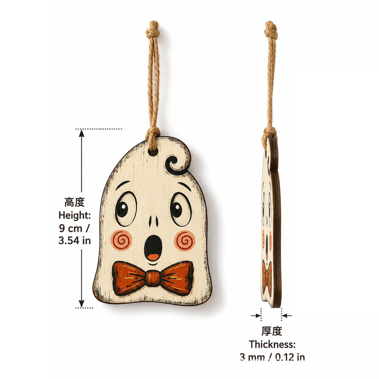 Halloween Wooden Color Print Hanging Ornament Pumpkin Black Cat Ghost Mummy Small Hanging Decoration Home Wall Branch Decoration