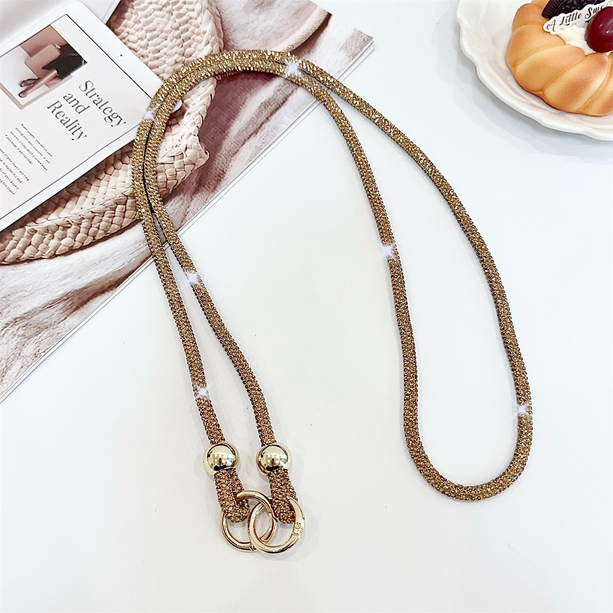 Beaded Rhinestone Crossbody Chain Luxury Diamond Long Phone Lanyard Bag Single Shoulder Chain