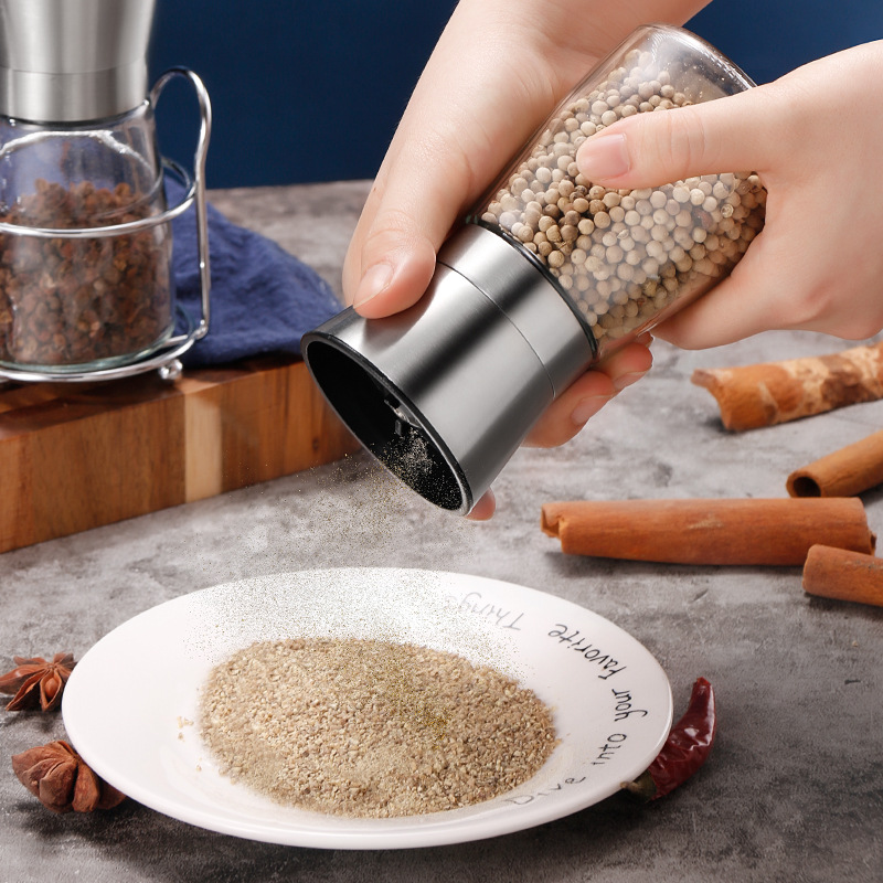 304 stainless steel pepper grinder manual grinding bottle freshly ground crushed sea salt Sichuan pepper granules seasoning bottle