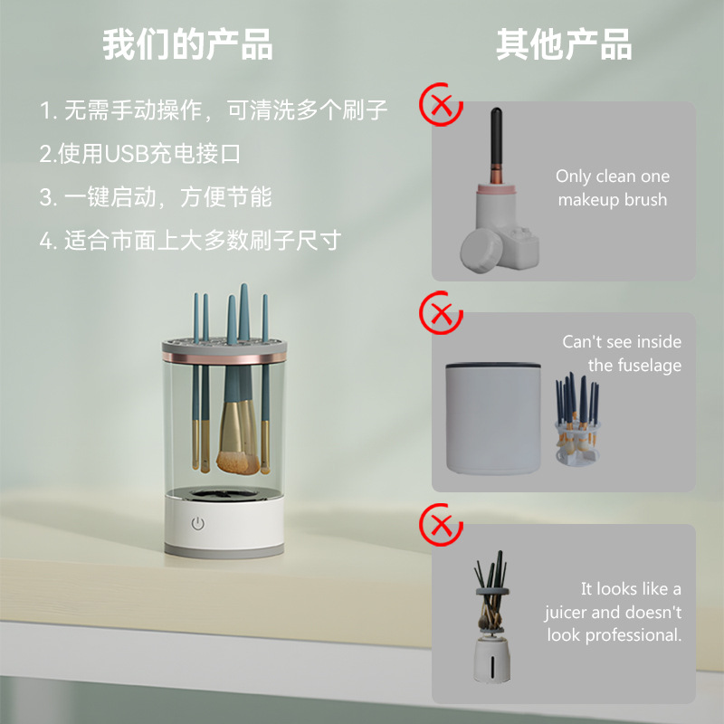 Fully automatic quick-dry electric makeup brush cleaner, makeup brush spin-dry tool cleaning machine