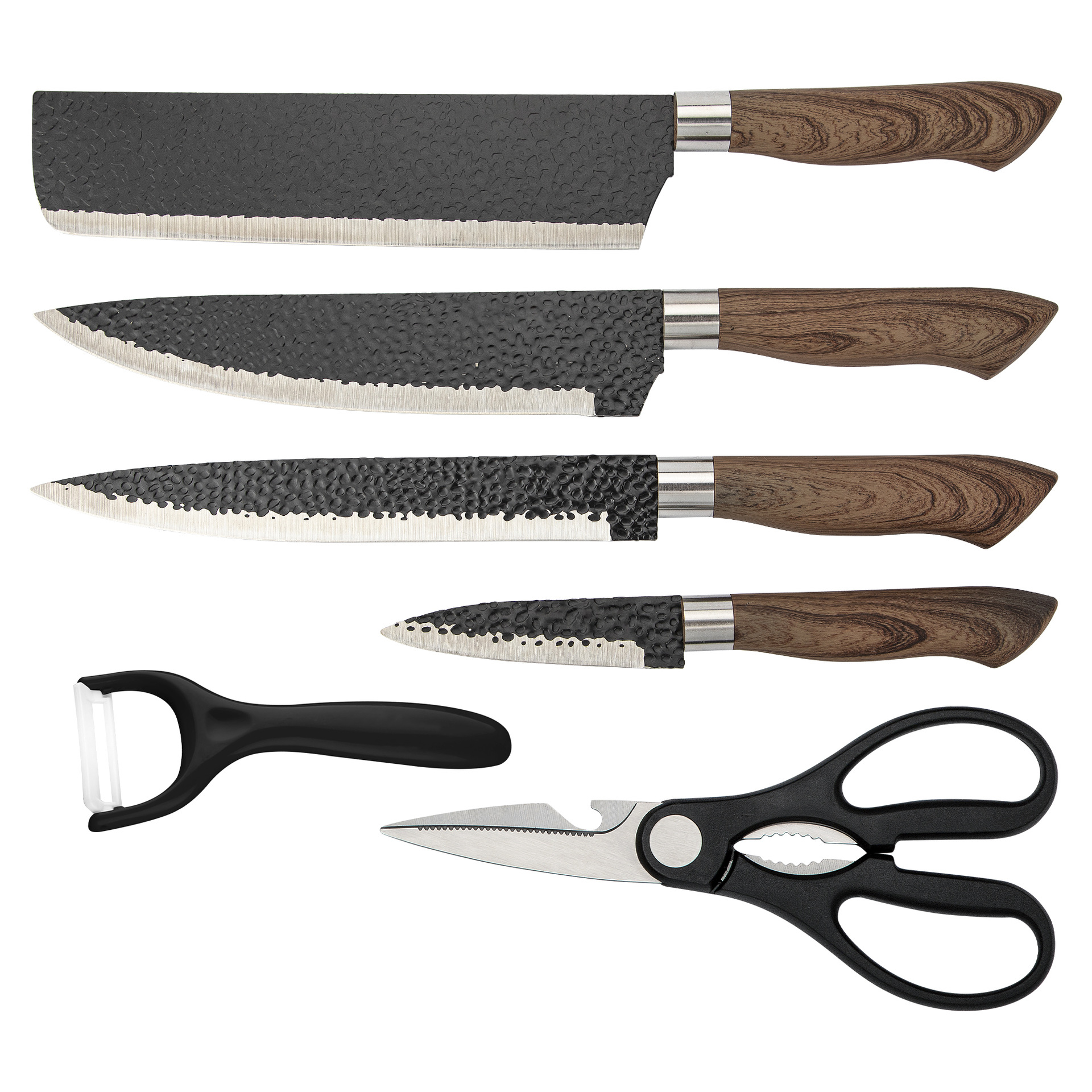 Fruit Knife Set Six-Piece Kitchen Knife Stainless Steel Knife Wood Grain Handle Kitchen Knife Household Full Set