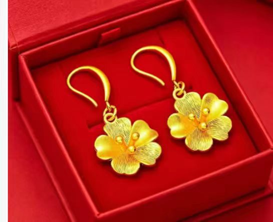 Gold shop sand gold electroplated small flower ear hook earrings live streaming supply