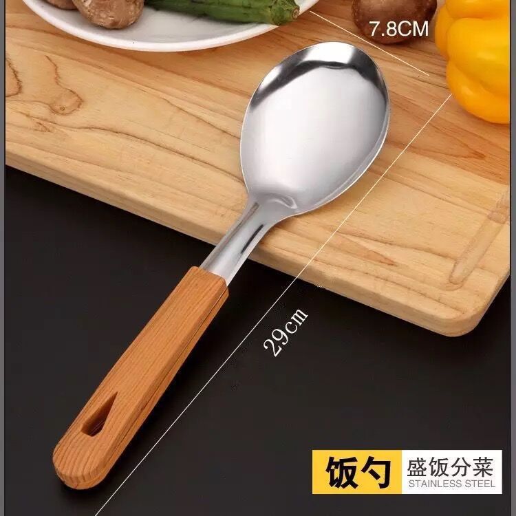 Stainless steel kitchen utensil set, non-scalding spoon, full set household spoon, stir-fry spatula, kitchen spatula, slotted spoon, soup spoon