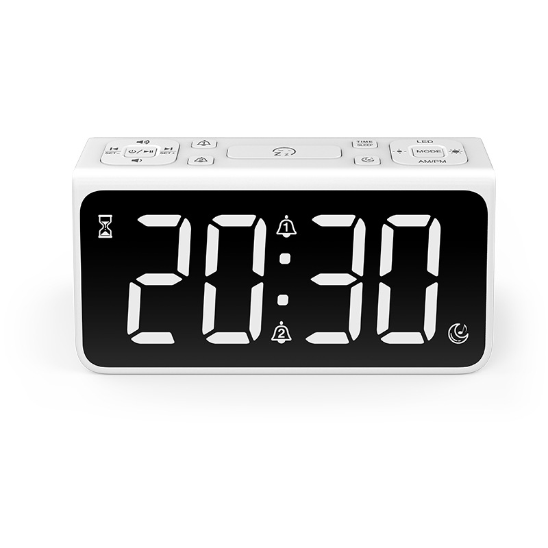 White Noise Sleep Aid Smart Speaker Large Screen Dual Alarm Clock RGB Atmosphere Light Bluetooth Speaker