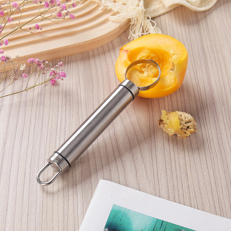 New stainless steel fruit corer household yellow peach corer kitchen gadget