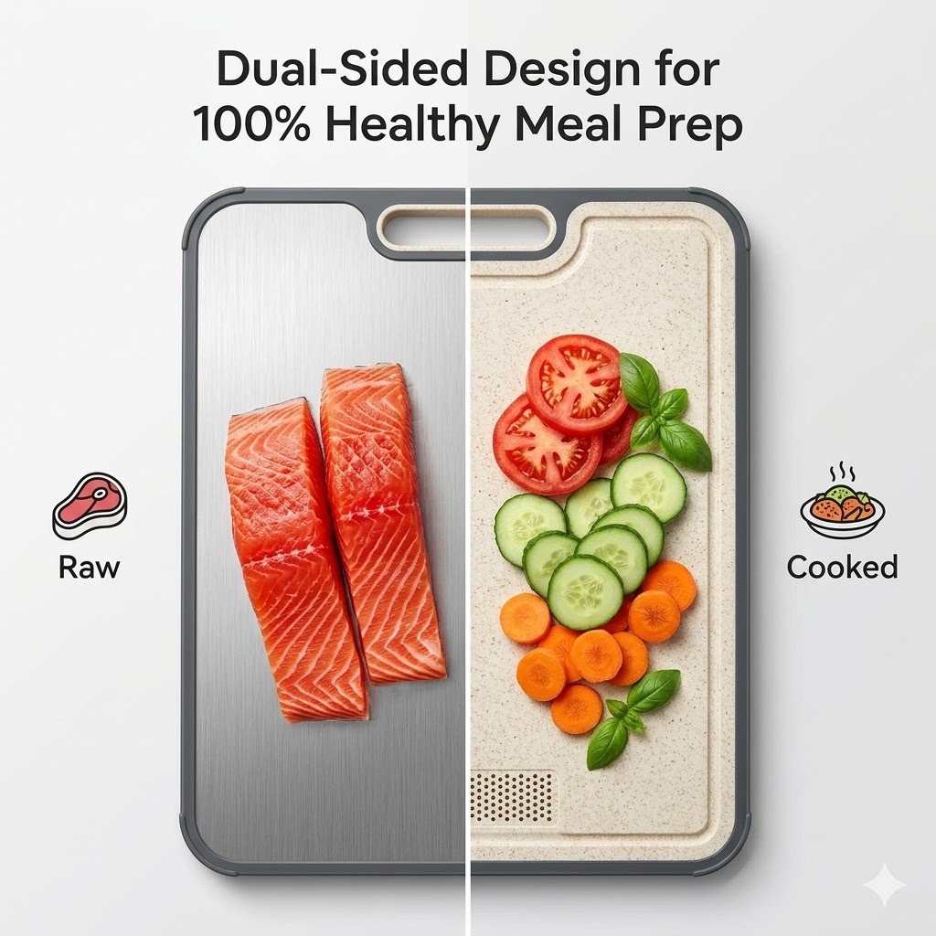 Food-grade stainless steel double-sided anti-mold cutting board kitchen special cutting wheat straw double-sided antibacterial cutting board
