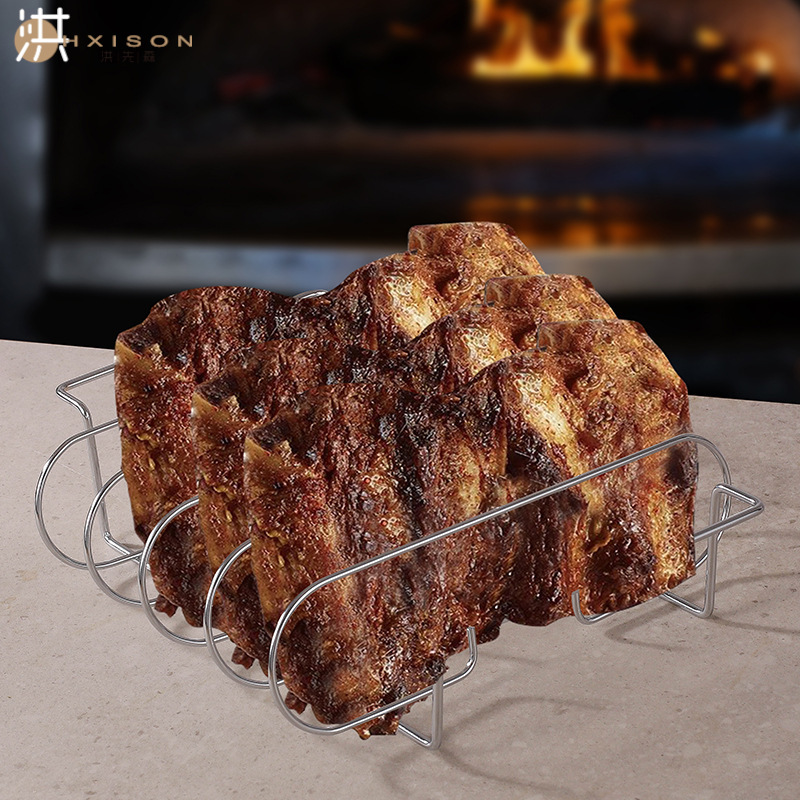 Air fryer grill rack, barbecue steak rack, non-stick paint chicken tool, lamb chop rib rack