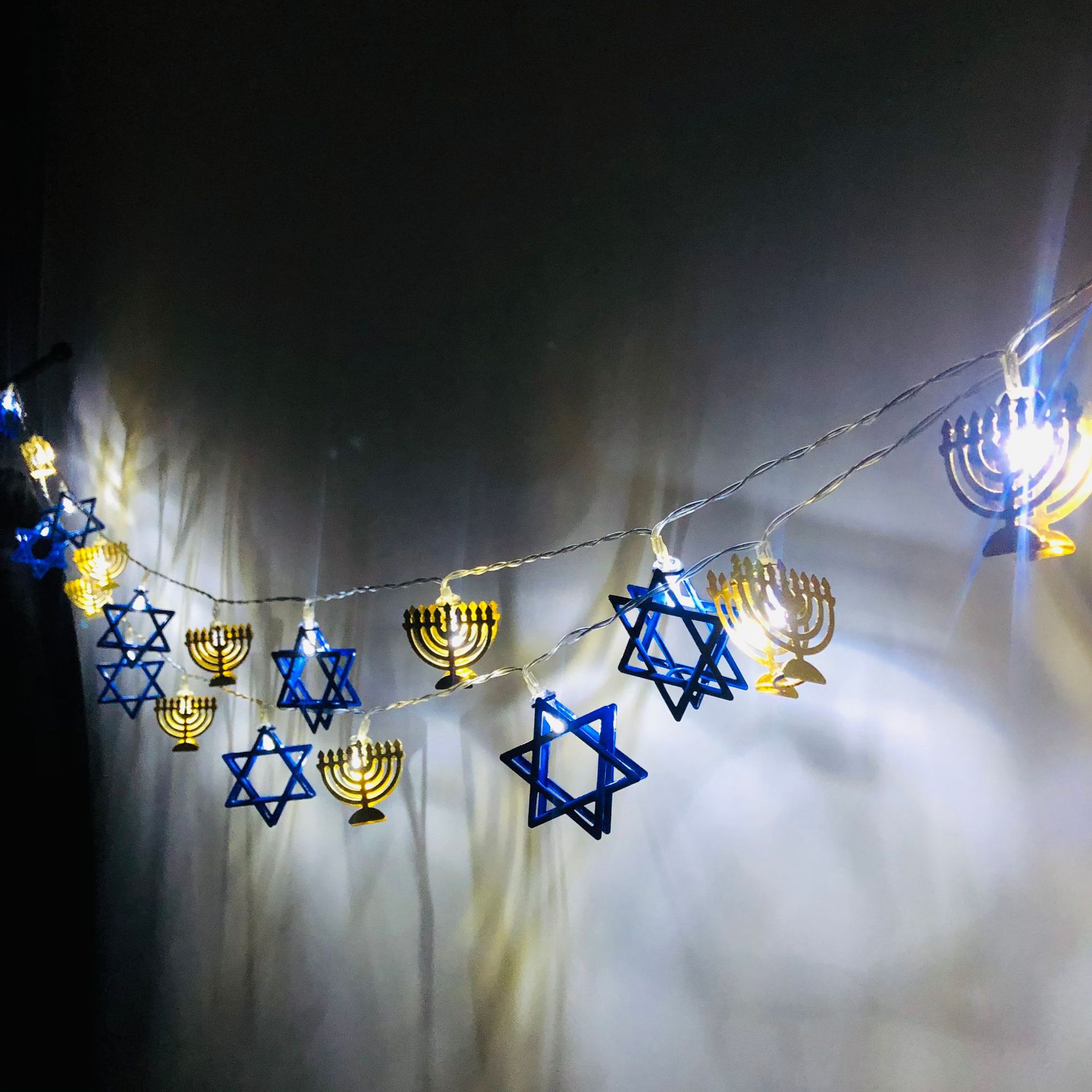 LED Hanukkah Light String, Menorah Star of David Light String, Hexagram Star of David Light String, Christmas