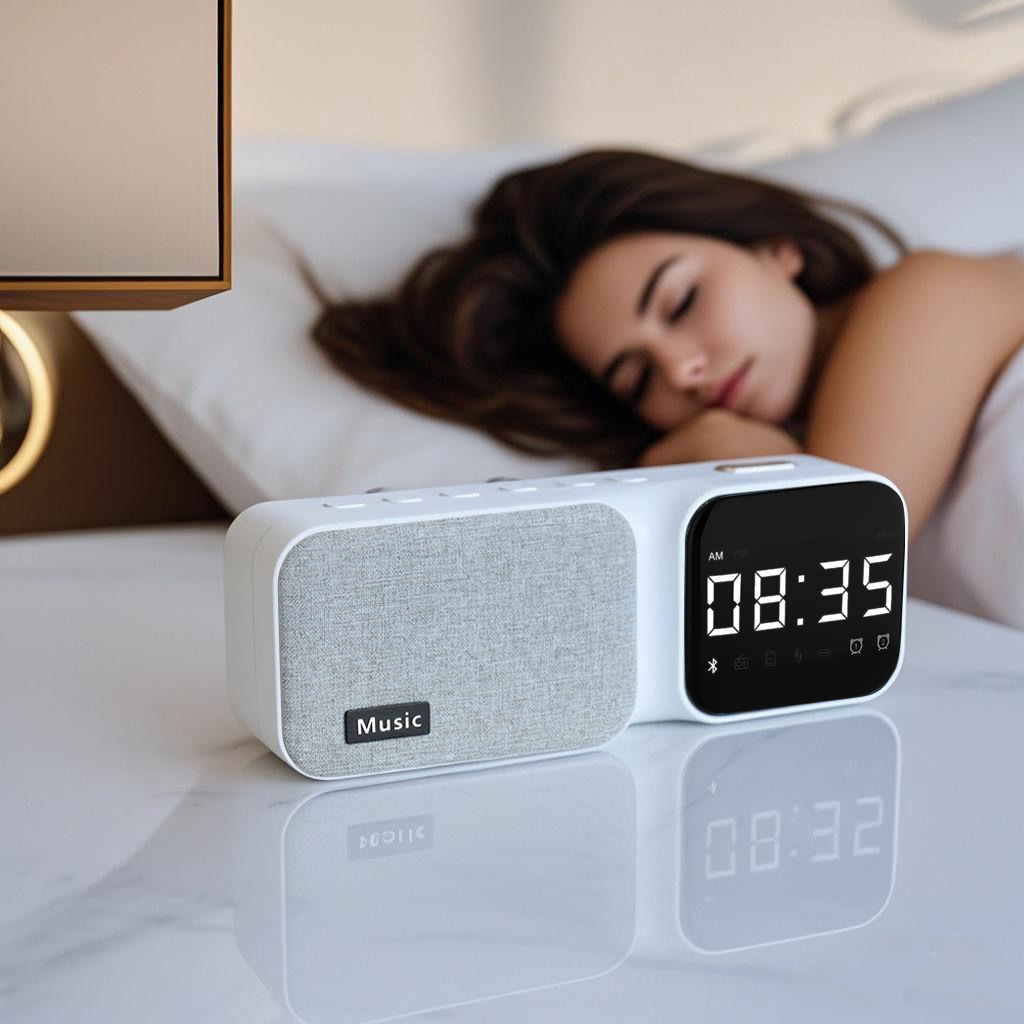 Electronic Clock Bluetooth Speaker Desktop Home Fabric Wireless Audio Portable Gift Bluetooth Speaker Student Alarm Clock