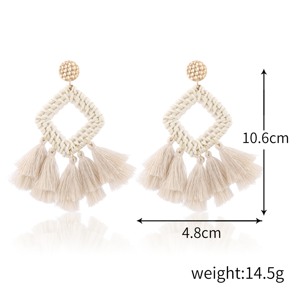 Hand-woven rattan earring set new Bohemian earrings natural rattan earrings