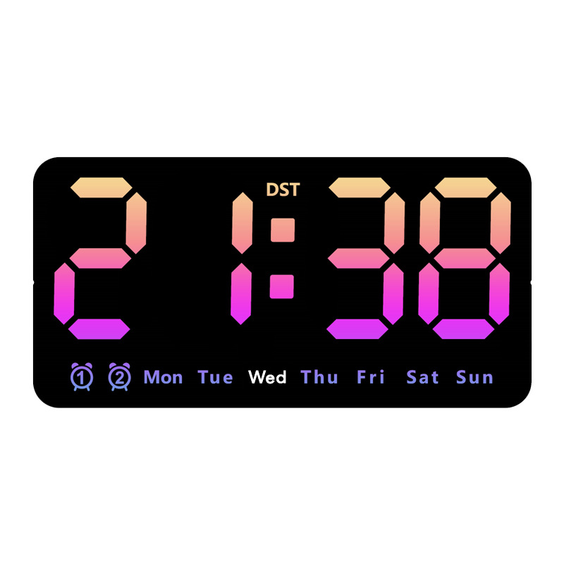 New Wall Clock Simple Large Screen Hanging and Standing Two-Use Clock Living Room Clock with Temperature Multifunctional Alarm Clock 6638