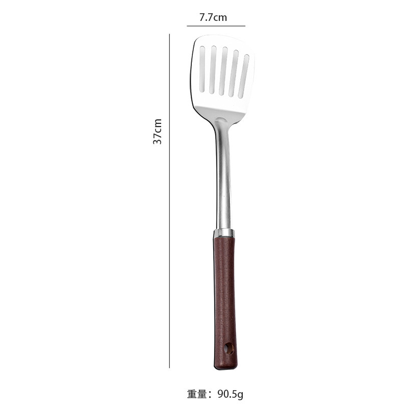 304 spatula set stainless steel solid wood wok spatula thickened anti-scald spatula soup spoon kitchen home wok spatula soup spoon