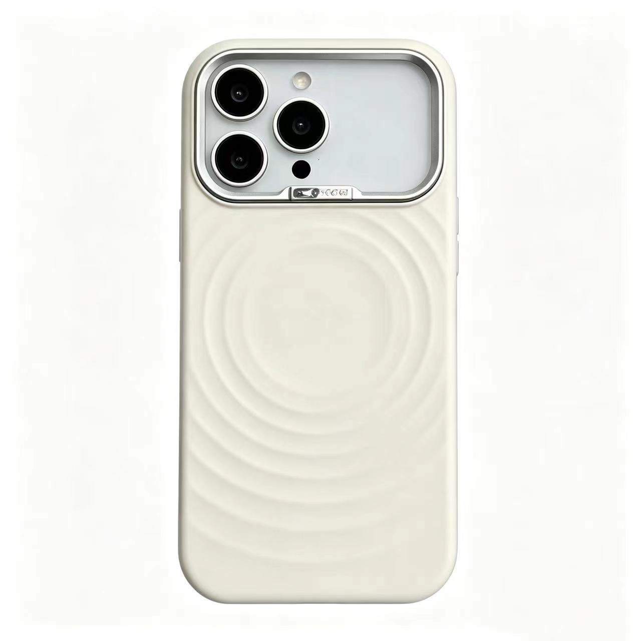 For iPhone 16 Diamond Lens Ripple Case Apple 16 Pro Max Built-in Magnetic Liquid Silicone Phone Case