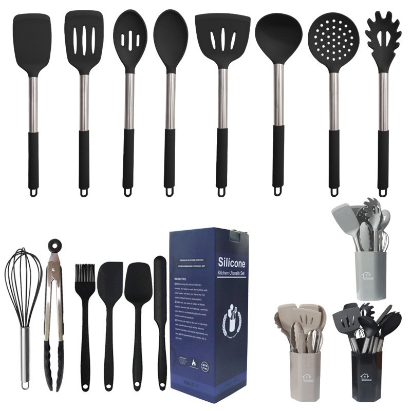Silicone Spatula and Soup Spoon 15-Piece Set Non-Stick Silicone Spatula High Temperature Resistant Household Silicone Kitchenware Set