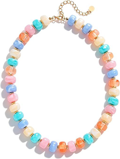 New Exaggerated Style Large Heart Glass Pendant Crystal Contrast Color Bead Bracelet Acrylic Bead Necklace