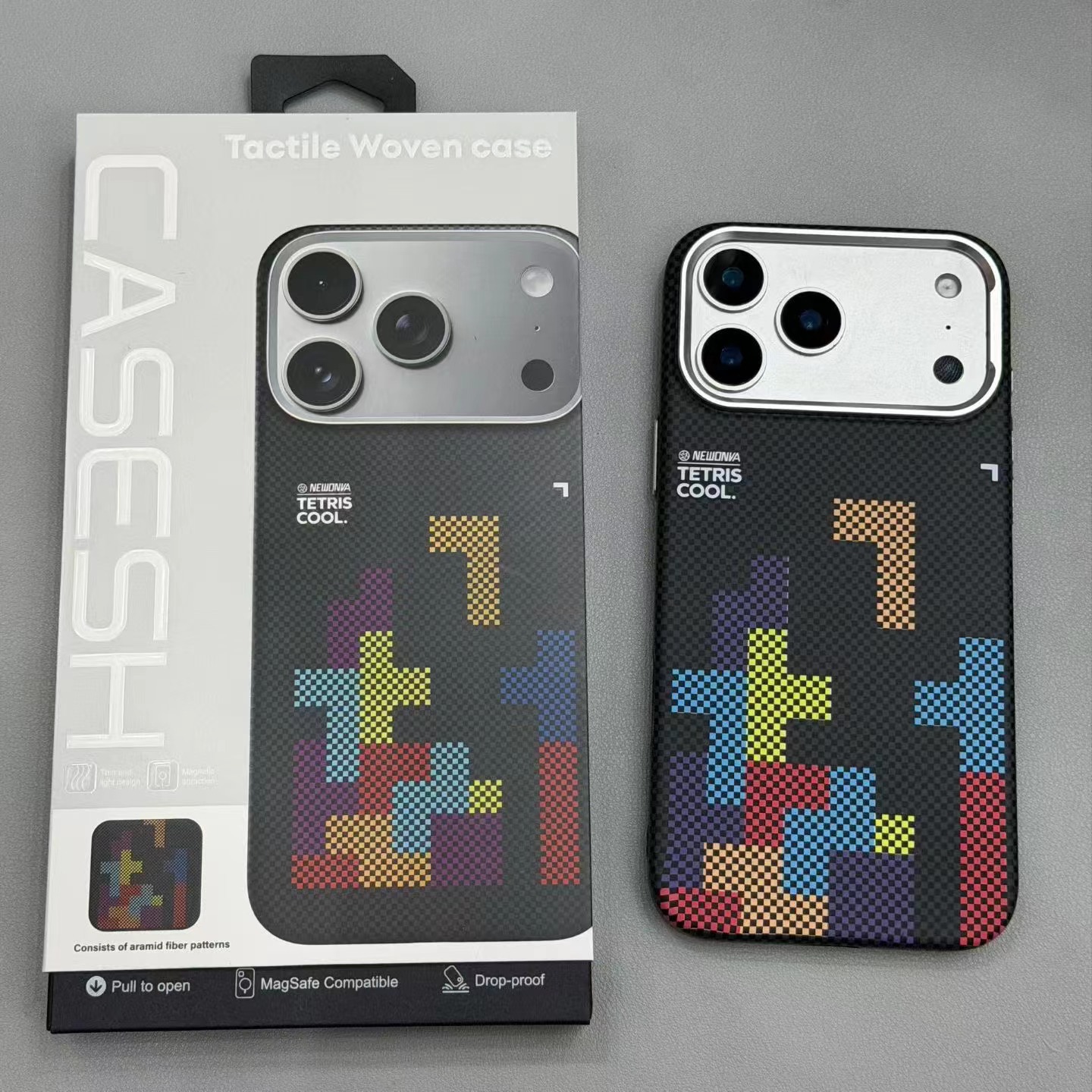 For iPhone 17 Pro Max Stitched Contrast Color Block Phone Case Apple 16 Woven Texture Magnetic Matte Hard Case