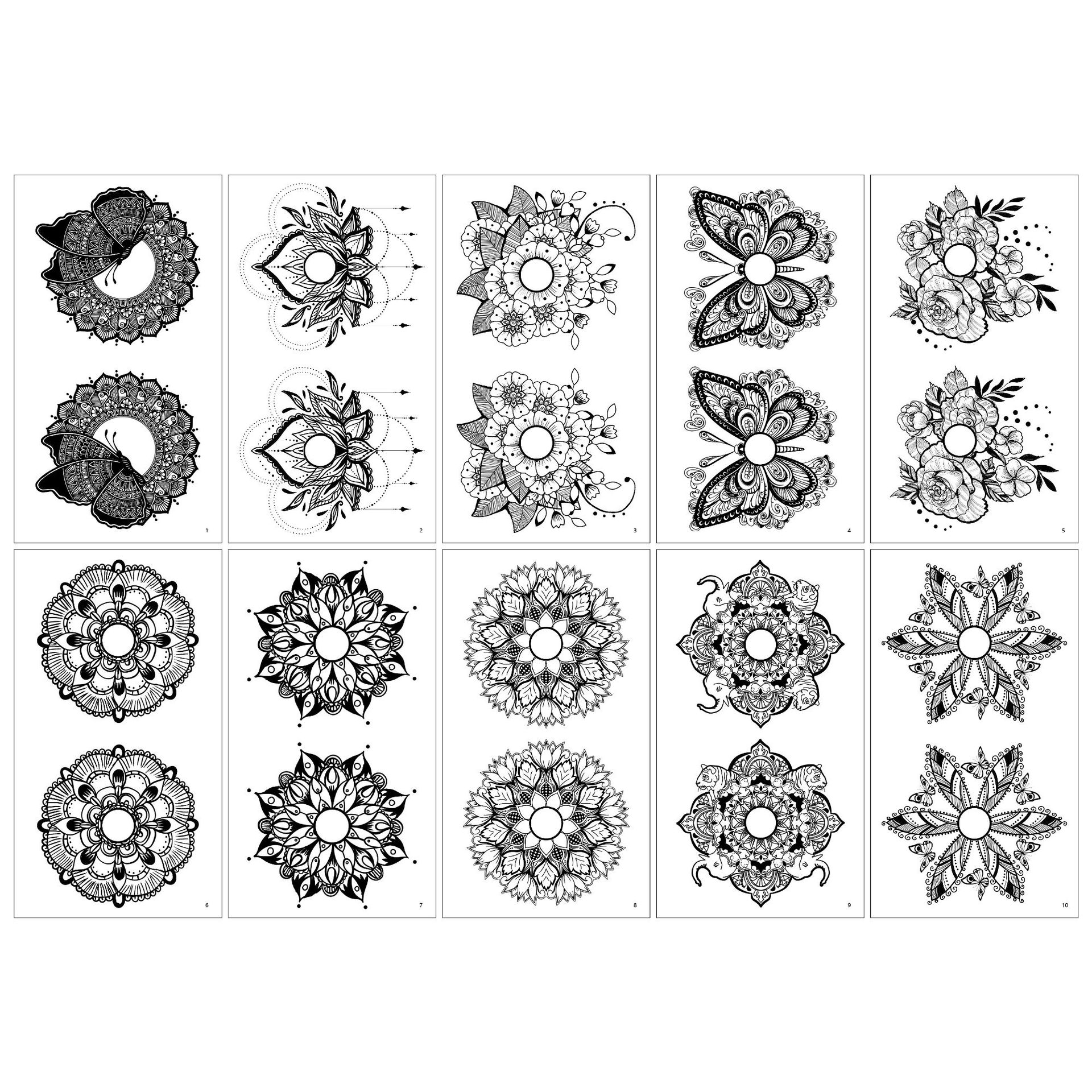New 10 Pieces Sexy Chest Sticker Nipple Temporary Tattoo Sticker Mandala and Butterfly Tattoo Sticker Paper