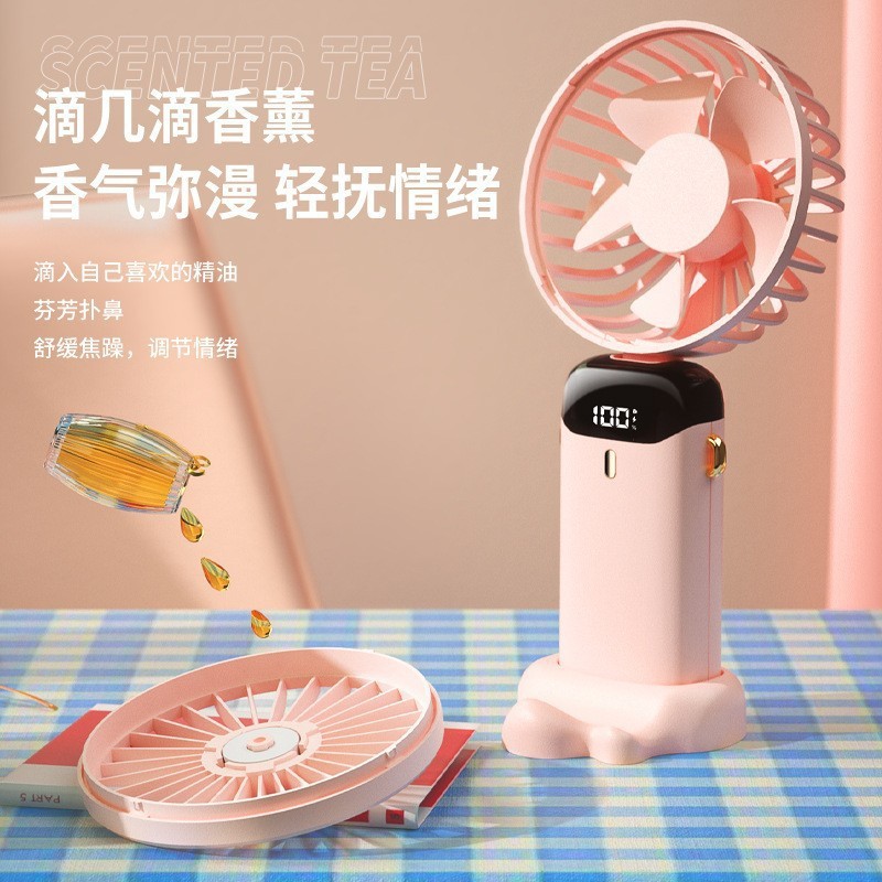 2026 handheld mini fan portable compact student dormitory USB silent office desktop neck hanging electric fan new