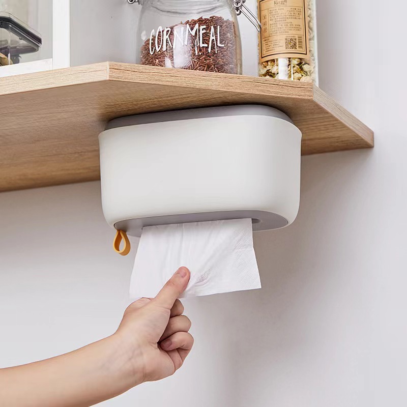 Wall-mounted bathroom tissue paper towel box spring tissue box household living room kitchen