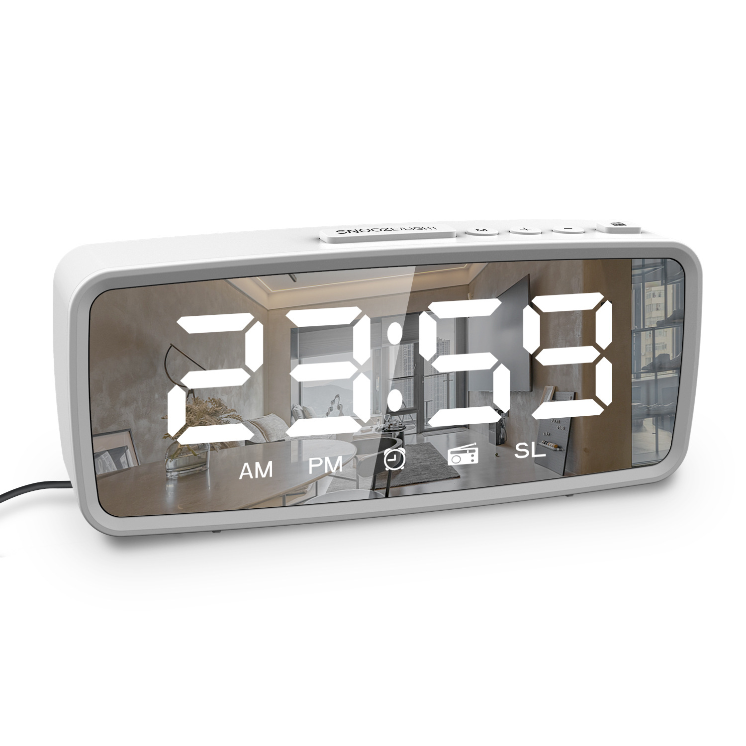 New LED Electronic Alarm Clock Radio Mirror Clock Desk Clock