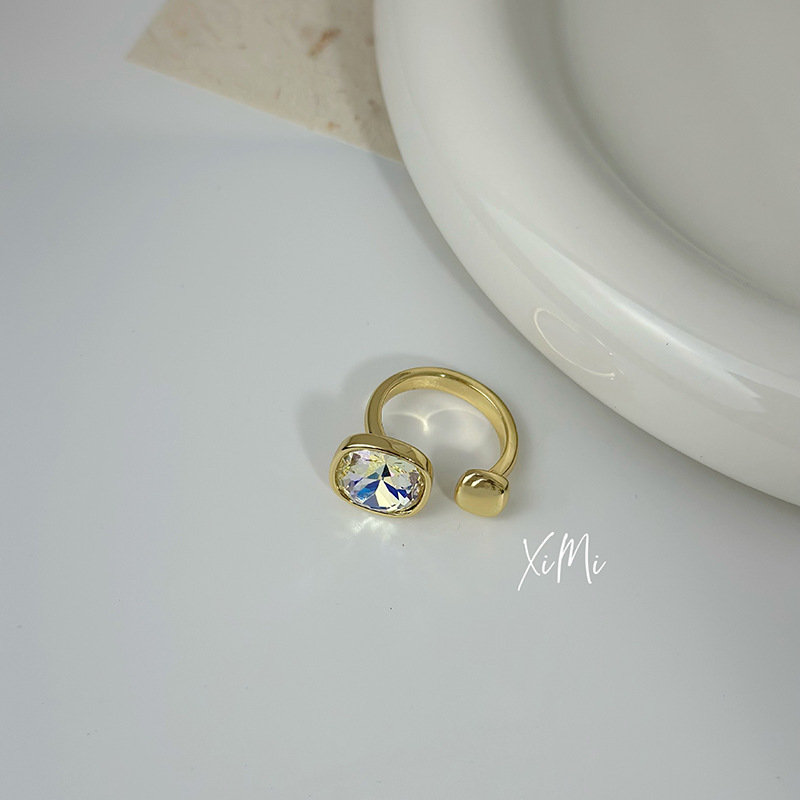 Blue Gemstone Open Ring for Women Delicate Index Finger Ring Vintage Style