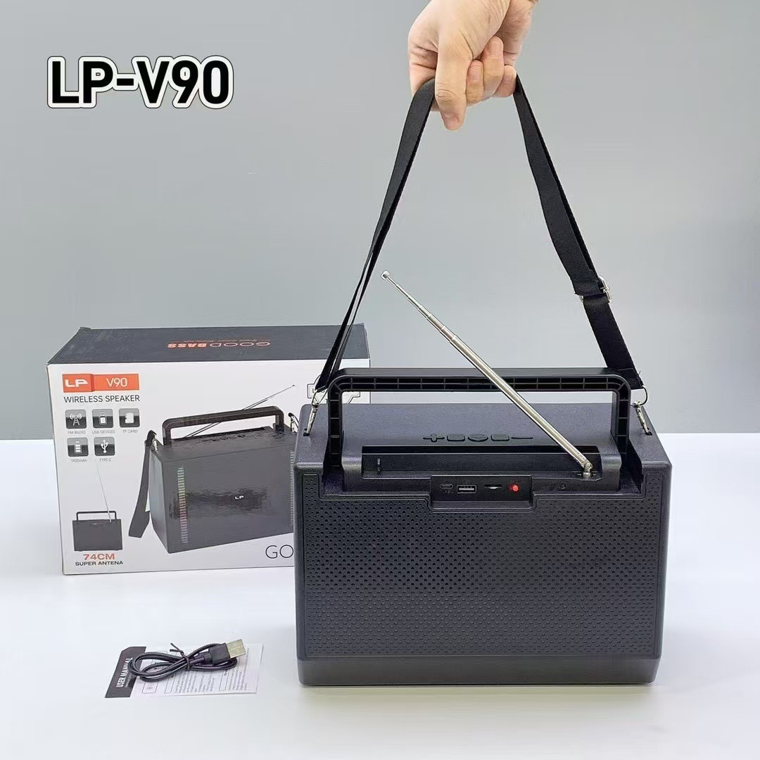 New V90 Wireless Bluetooth Speaker Outdoor Subwoofer with RGB Colorful Light Portable Handle Radio