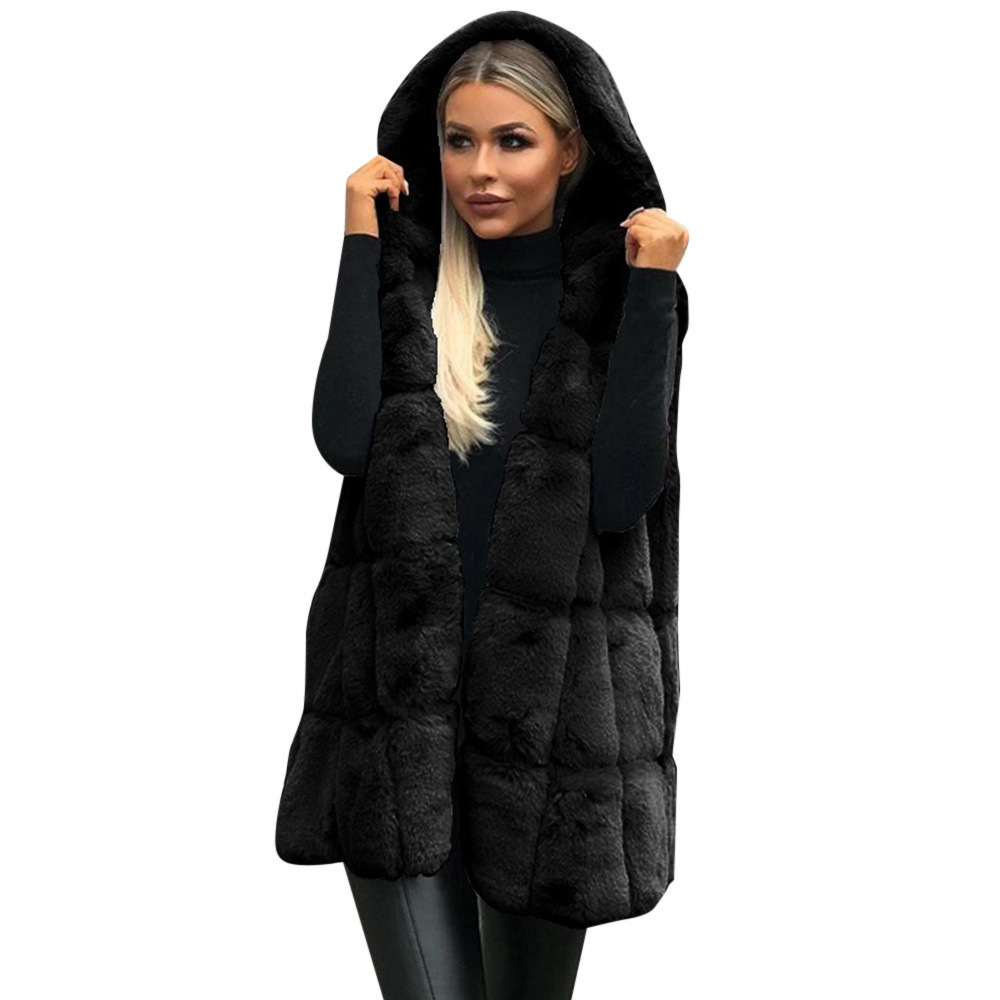 Faux fur hooded vest hot autumn/winter new hooded faux fur vest women's imitation Haining fur