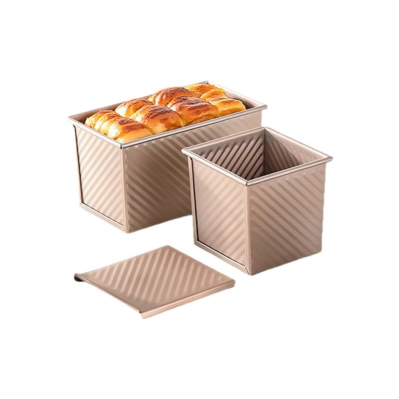 450g gold ripple toast box with lid Hokkaido bread commercial home toast oven baking mold non-stick