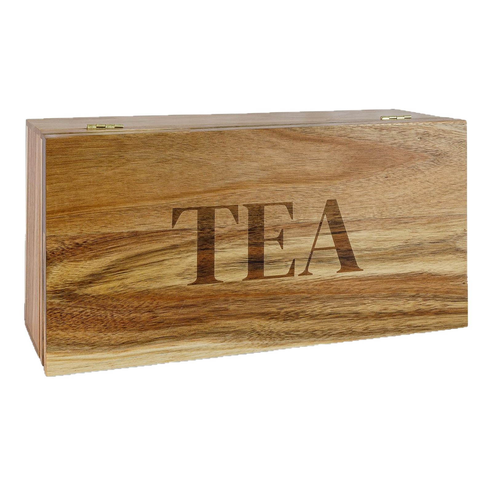 Wooden tea bag storage box, desktop flip-top compartment tea packaging gift box, acacia wood sugar packet storage box