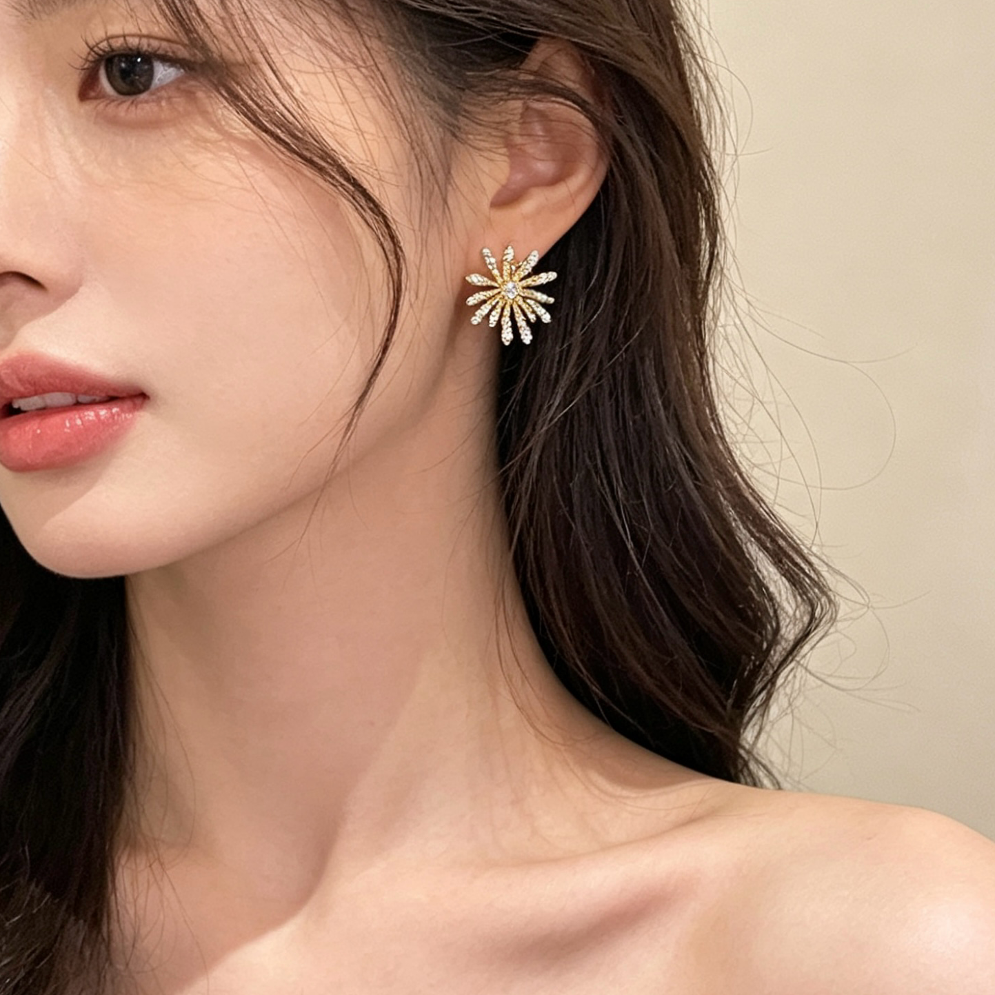 Oubiyabi Silver Needle New Firework Ear Stud Style Unique Earrings 20444