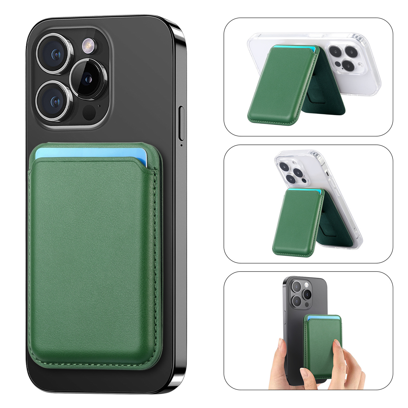 For Apple 17 leather card case Magsafe strong magnetic up-down flip stand magnetic card case exquisite packaging