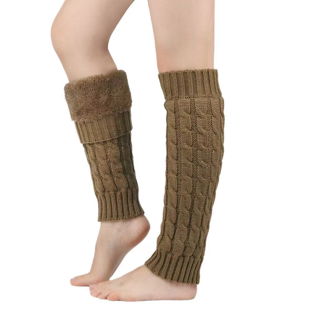 Fleece Lined Yarn Sock Cuff Warm Stacked Socks Women's Leg Warmers Foot Warmers Knit Cable Knit Leg Warmers