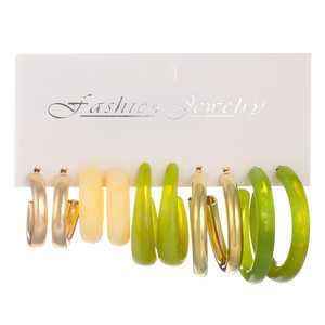 Geometric Earring Set Women Pearl Earring Hoop Earrings Card Set Alloy Earrings Set