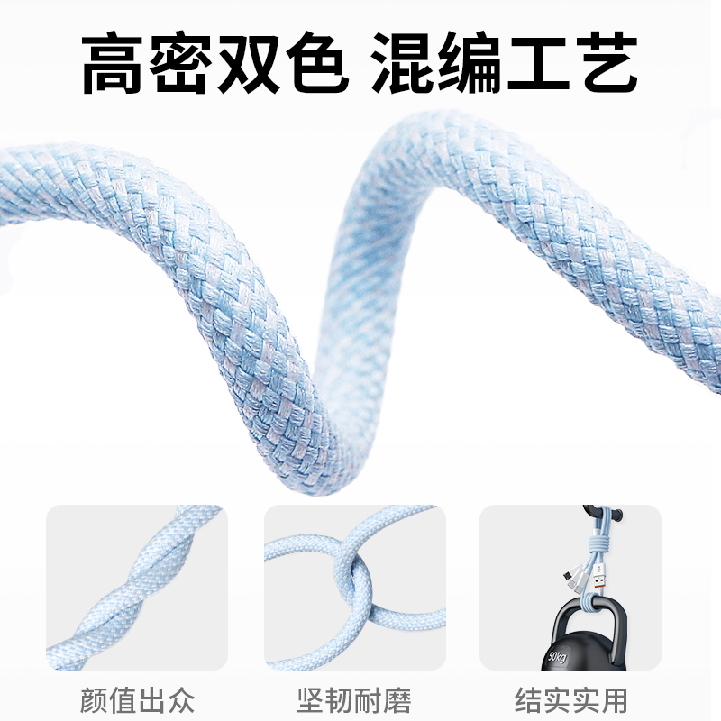 120W Data Cable 3-in-1 Charger One-to-Three Braided Car Multi-Head for Apple Android Huawei 6A