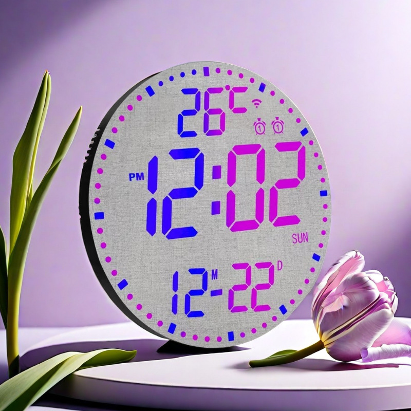 12-inch remote control electronic wall clock, digital perpetual calendar, living room alarm clock, student countdown round clock
