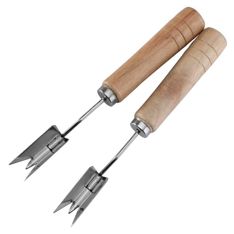 Pineapple knife wooden handle pineapple fork stainless steel pineapple peeler pineapple eye remover fruit knife special eye remover