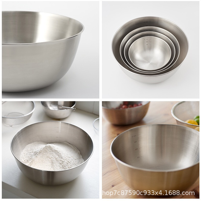 Stainless steel mixing bowl household measuring bowl thickened mixing bowl egg beating bowl salad baking bowl