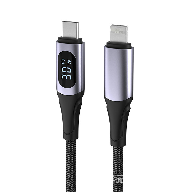 PD65W Digital Display Fast Charging Data Cable Dual TYPE-C-C Braided Data Cable Phone Computer Fast Charging Cable