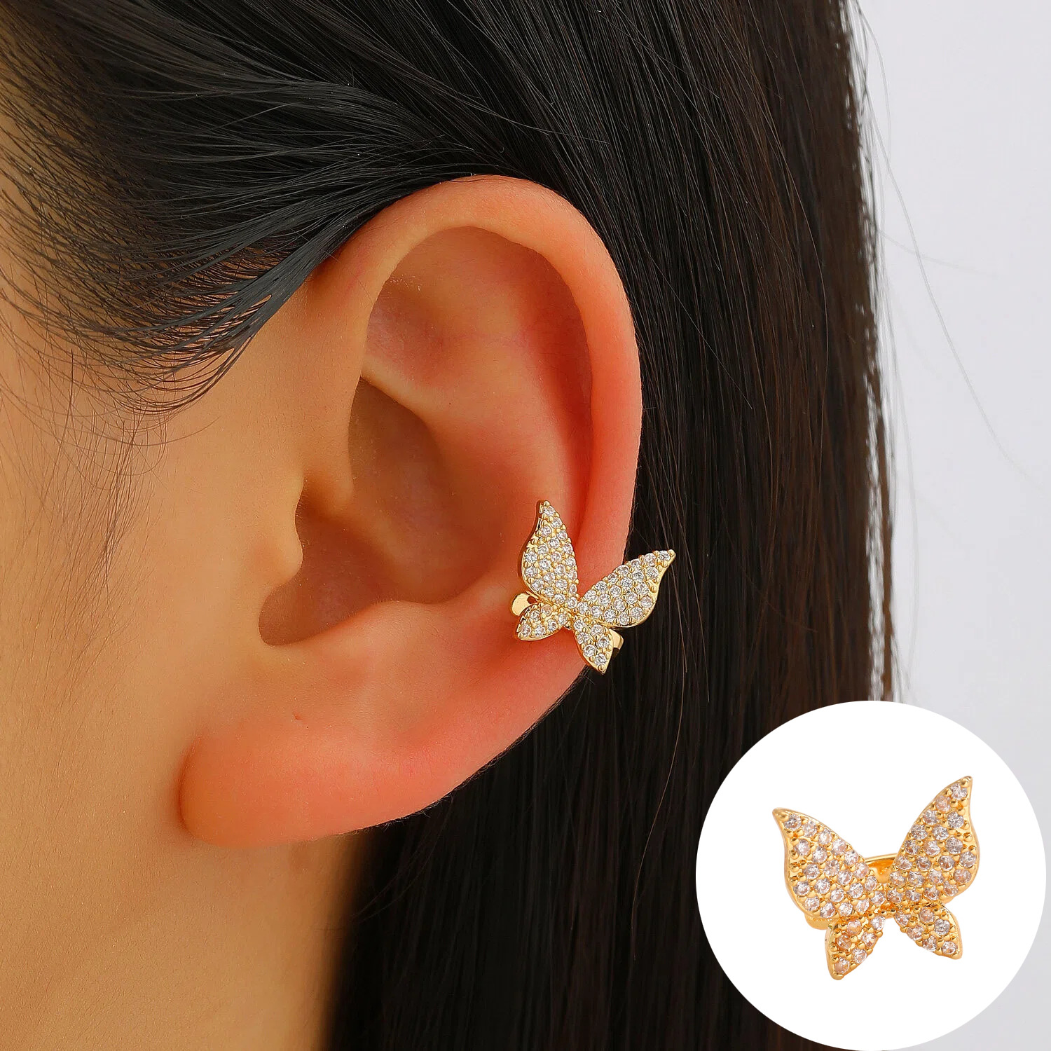Ear Clip No Hole Ear Bone Clip No Piercing Women Simple Zircon Earrings
