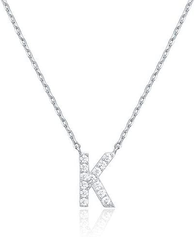 Simple Zirconia S925 Silver Letter Necklace Women's Platinum Plated Necklace Clavicle Chain