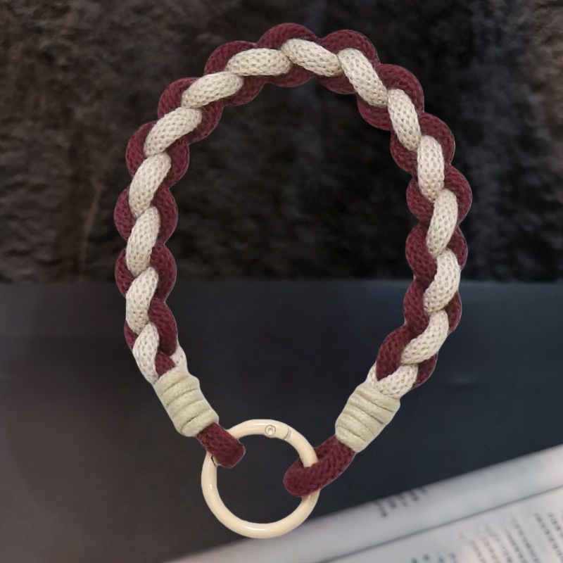 Hydrangea Phone Lanyard Hand Wrist Strap Black Brown Woven Cotton Rope Pendant Anti-Loss Phone Chain Women Cat Pendant