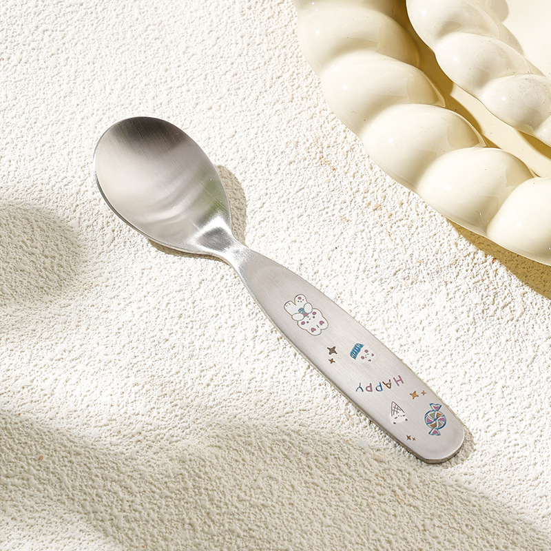 Color carved 304 stainless steel children's spoon kindergarten cartoon baby food spoon feeding spoon household