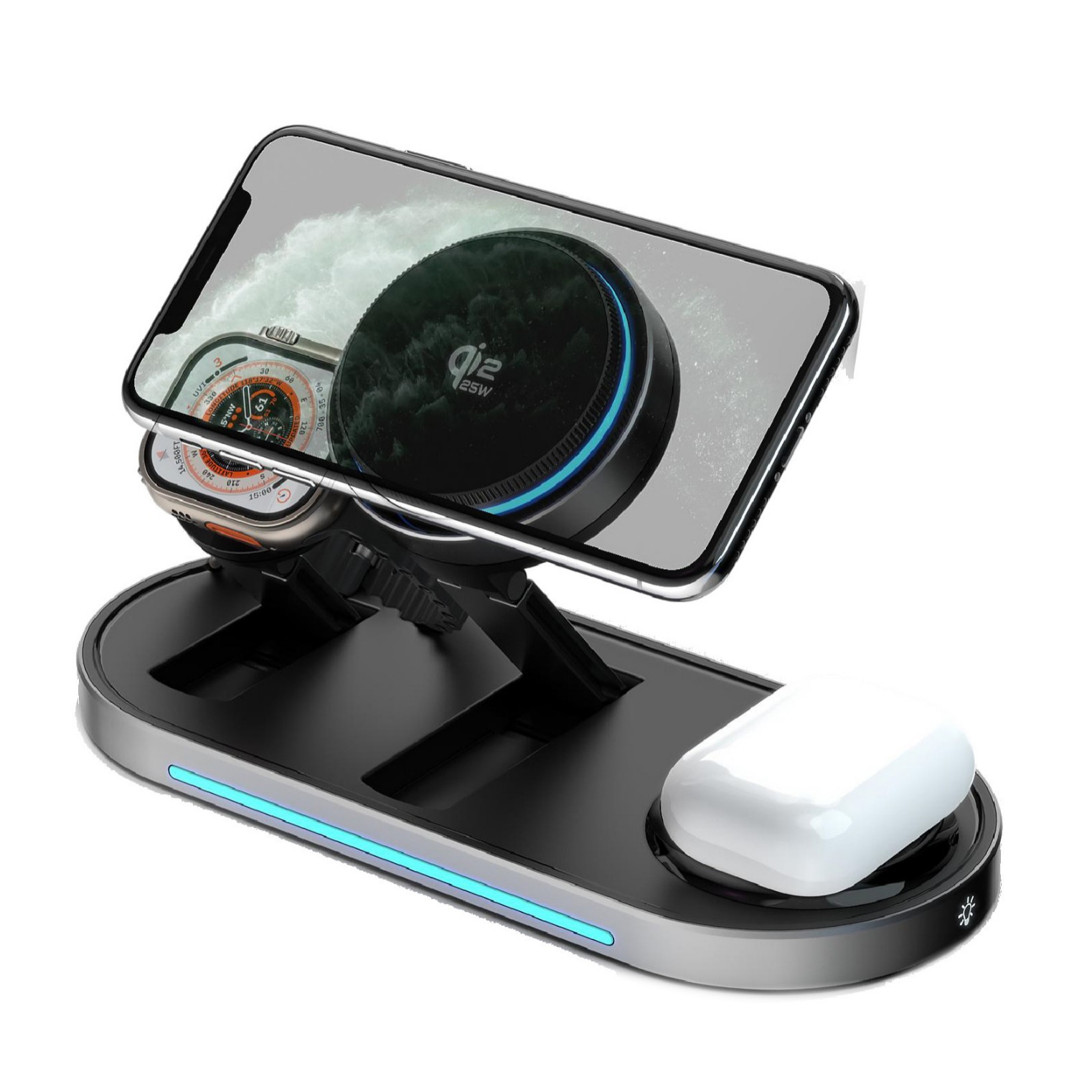 Semiconductor Qi2.2 certified three-in-one wireless charger for Apple devices multi-function
