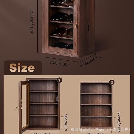 Desktop sunglasses storage box, four-layer with lid, visible glasses display case, multifunctional with drawer, dustproof